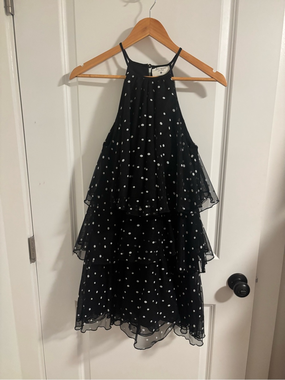 KATE SPADE x Target Tiered Polka Dot Halter Mini Dress Black White Size XS - Picture 3 of 8
